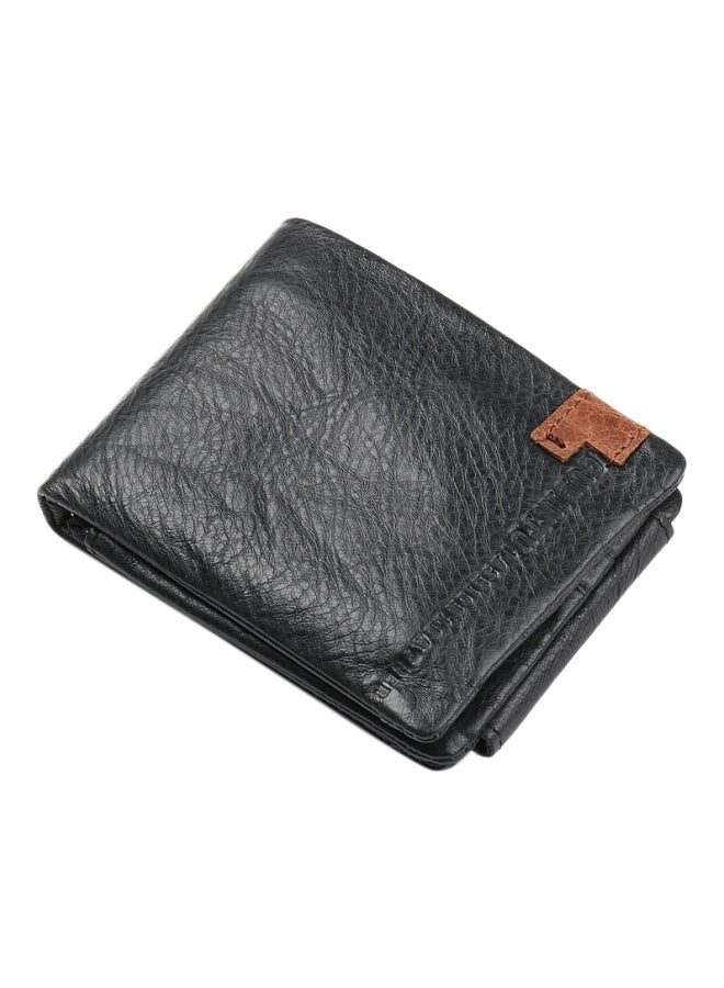 GUBINTO Three Fold Multi Card Shoe Leather Wallet Black - Image 1