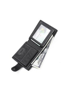 JINBAOLAI Leather card cover multifunctional zero wallet  black Black  - Image 4