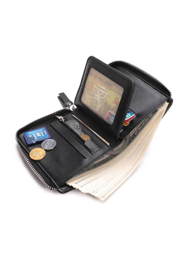 JINBAOLAI - Leather card cover multifunctional zero wallet  black Black - Image 1