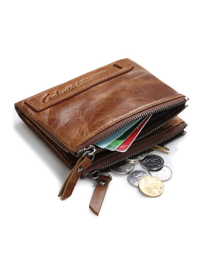 GUBINTO - Vintage leather long men's zipper wallet brown Brown - Image 1