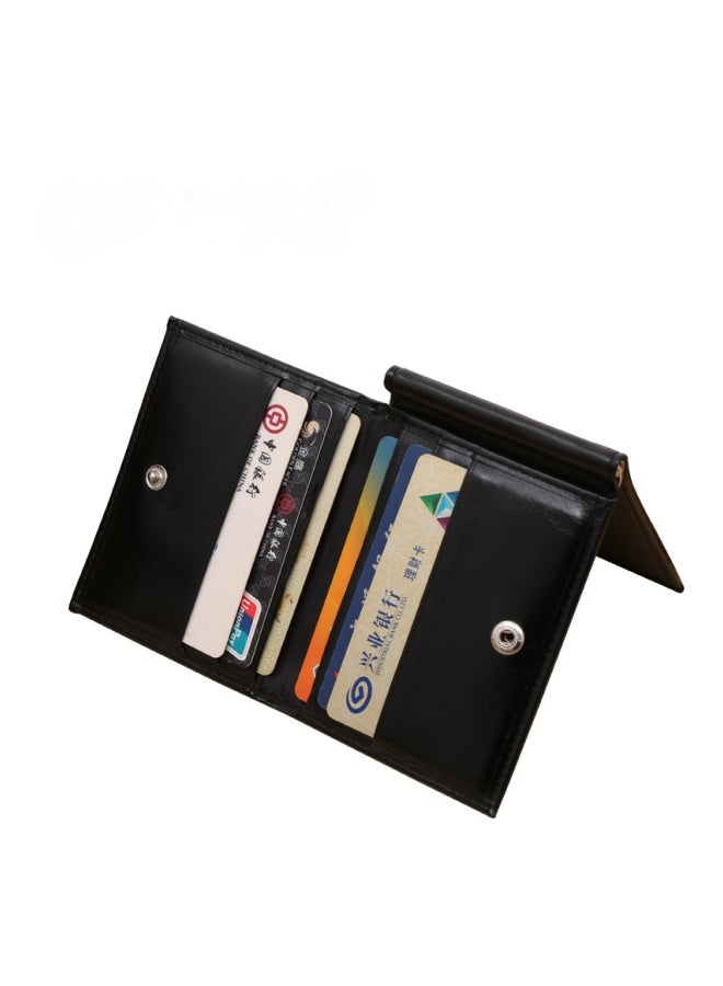 GUBINTO Three-Fold Multi-Card Long Leather Wallet Black - Image 2