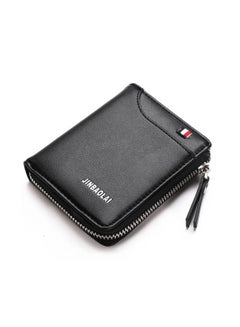 JINBAOLAI Leather card cover multifunctional zero wallet  black Black  - Image 4