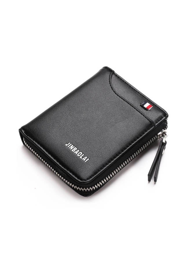 JINBAOLAI - Leather card cover multifunctional zero wallet  black Black - Image 1