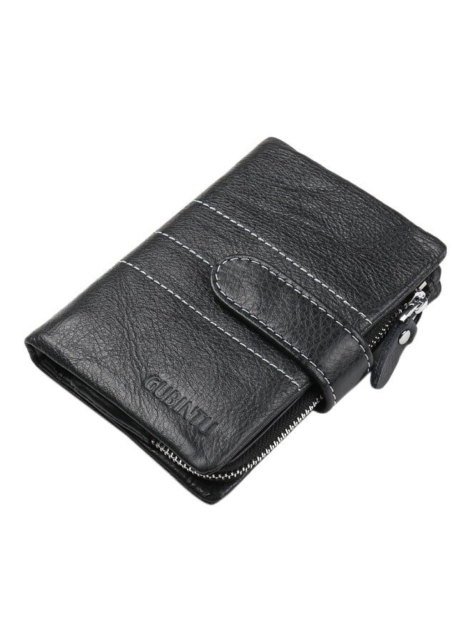 GUBINTO Three-Fold Multi-Card Long Leather Wallet Black - Image 1