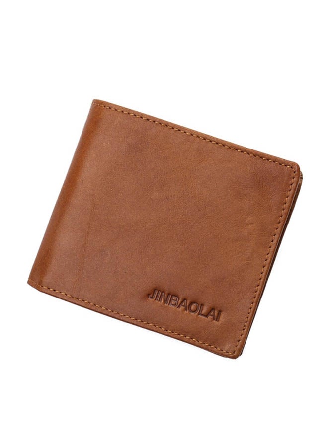 JINBAOLAI Leather Slim With ID Window Front Pocket  Mens Wallet Brown - Image 1