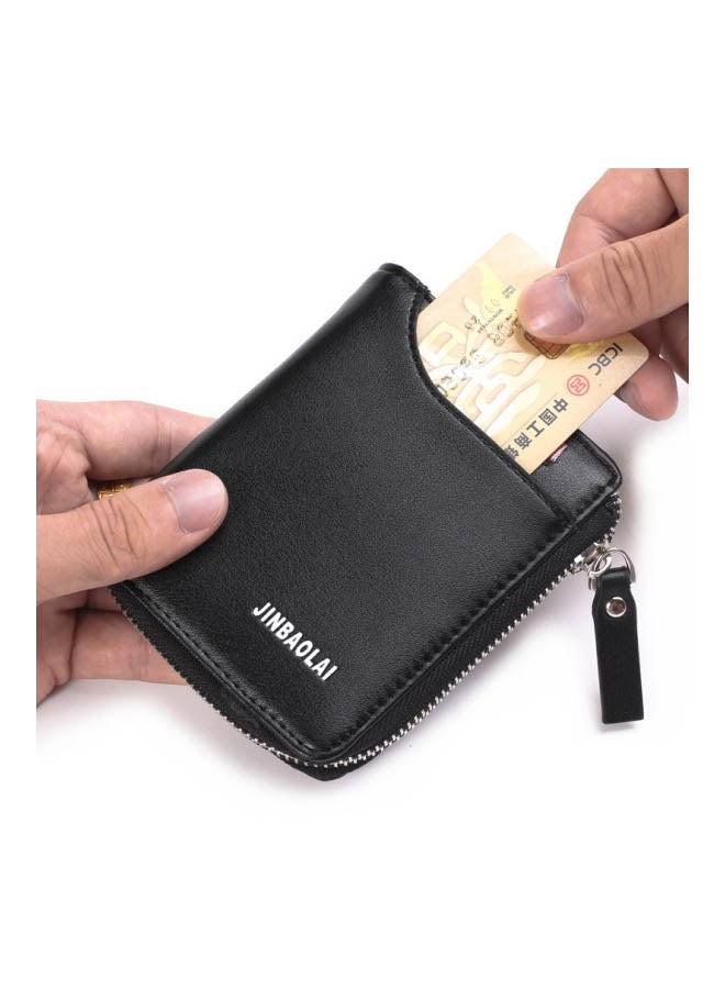 JINBAOLAI - Leather card cover multifunctional zero wallet  black Black - Image 1