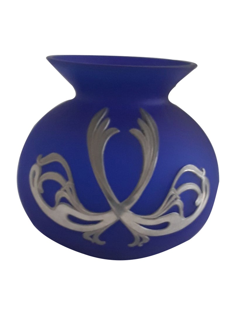 Blue Vase Tropica 2-Piece Vase Tropica Set Blue/Silver 18 x 20cm 