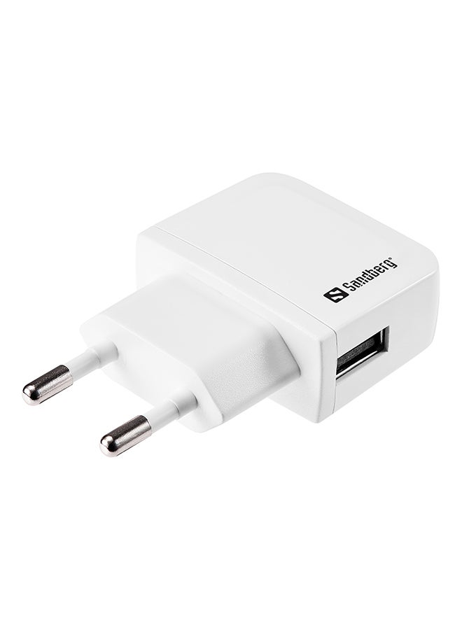 Sandberg Mini AC Charger USB 1A - EU White/Black  - Image 1