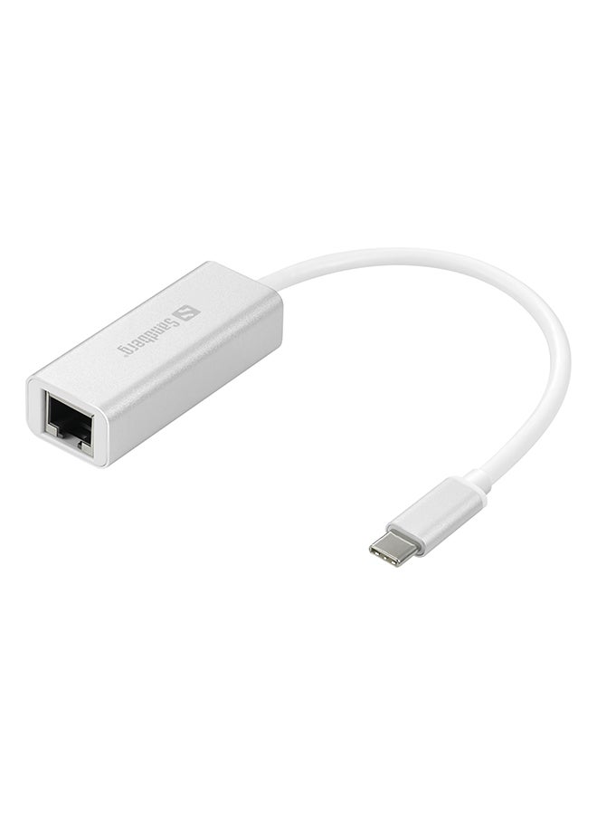 موصّل USB-C بالشبكة الألومنيوم / أبيض