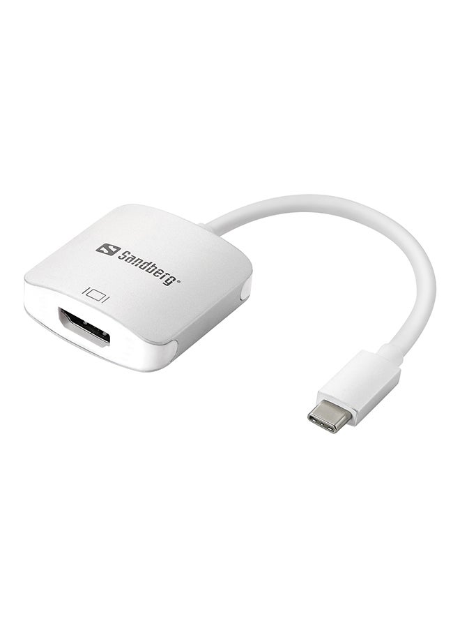 Sandberg - USB-C To HDMI Link Cable Aluminium/White - Image 1