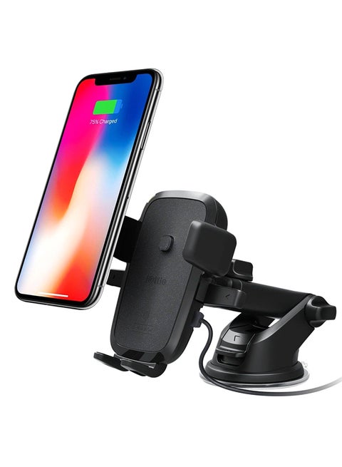 Wireless Fast Charge Car Mount For Samsung Galaxy S8 / S8 Plus S7 / S7 Edge, Note 8 And 5 / iPhone X, 8/8 Plus And Qi Enabled Devices Black