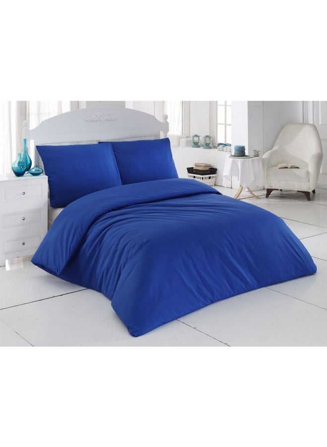 Majoli Bahar Home Collection 4-Piece Plain Duvet Cover Set Navy Blue 
