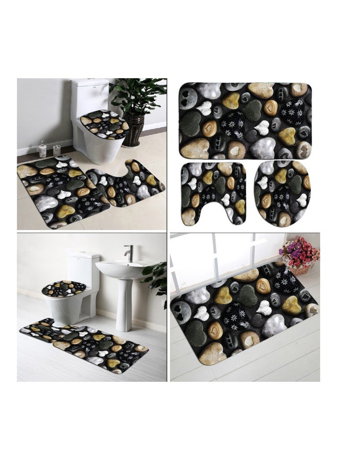 3-Piece Bathroom Pedestal Rug, Toilet Lid Cover, Bath Mat Set - Image 2