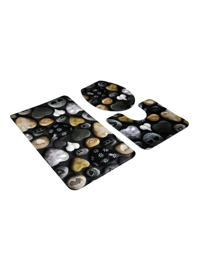 3-Piece Bathroom Pedestal Rug, Toilet Lid Cover, Bath Mat Set - Image 1