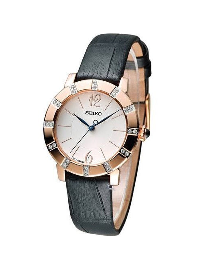 Seiko - women Round Shape Leather Band Analog Wrist Watch - Black - SRZ456P1 - Image 1
