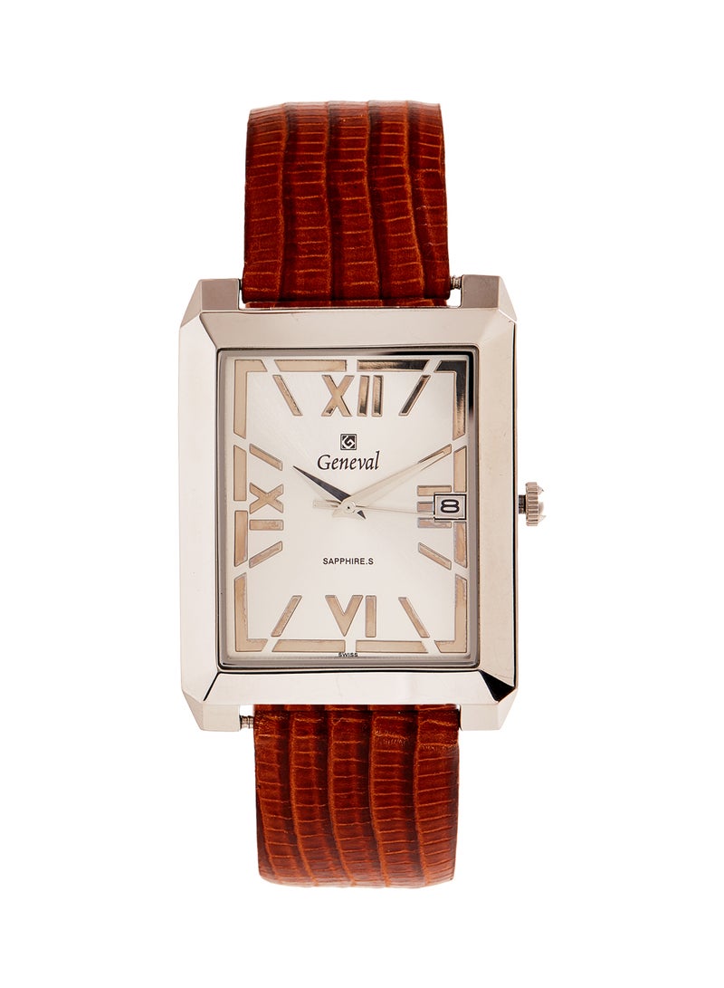 Geneval of Switzerland men Water Resistant Leather Analog Wrist Watch GL713WWO  - Image 1