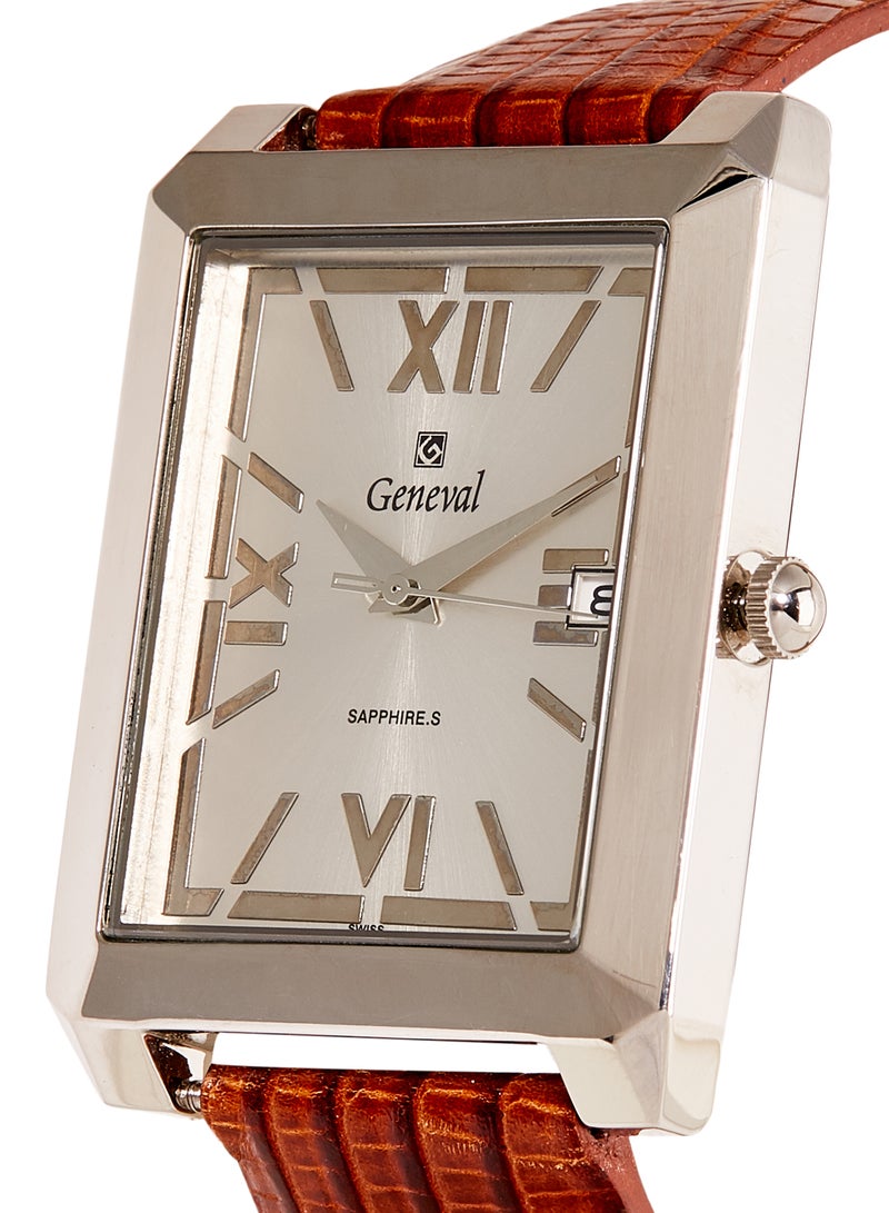 Geneval of Switzerland men Water Resistant Leather Analog Wrist Watch GL713WWO  - Image 2