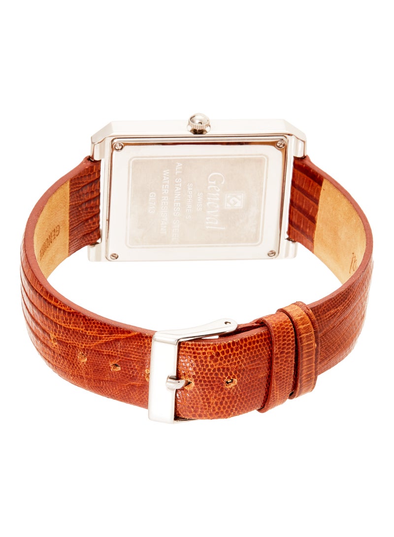 Geneval of Switzerland men Water Resistant Leather Analog Wrist Watch GL713WWO  - Image 3