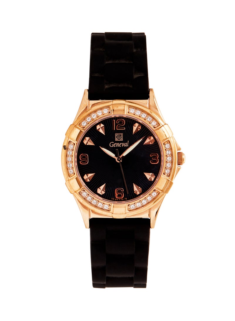 جينيفال من سويسرا ساعة يد بعقارب مقاومة للماء بسوار من المطاط طراز GRS924RBB للنساء - Image 1