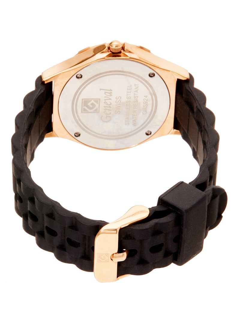 جينيفال من سويسرا ساعة يد بعقارب مقاومة للماء بسوار من المطاط طراز GRS924RBB للنساء - Image 3