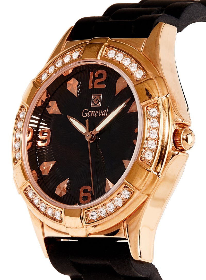 جينيفال من سويسرا ساعة يد بعقارب مقاومة للماء بسوار من المطاط طراز GRS924RBB للنساء - Image 2