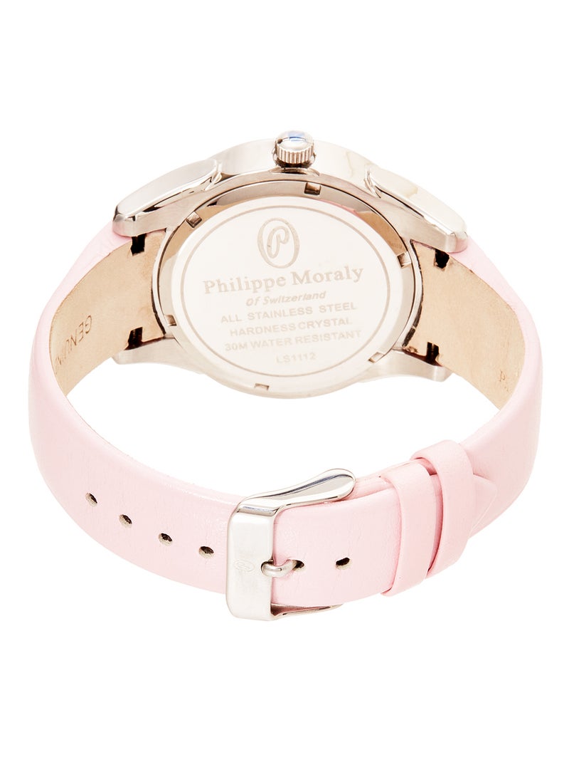 Philippe Moraly of Switzerland Women's Water Resistant Leather Analog Wrist Watch LS1112WPPP - Image 3