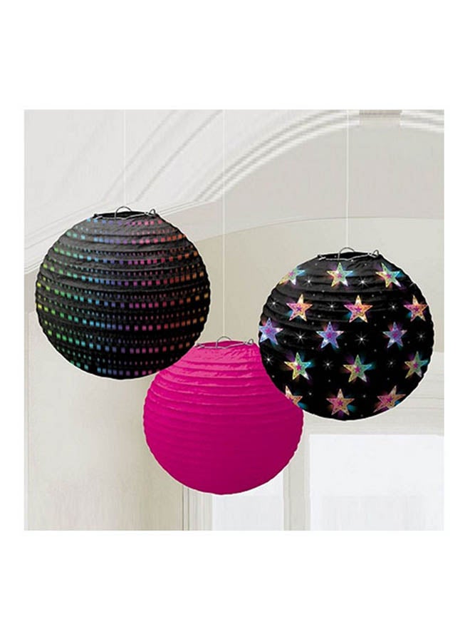 أمسكان مجموعة مصابيح ورقية مستديرة من 3 قطع