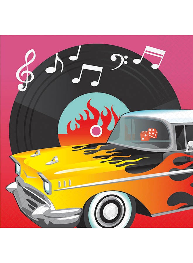 أمسكان طقم مناديل للغداء بتصميم كلاسيكي مستوحى من زمن الخمسينات مكون من 16 منديلاً