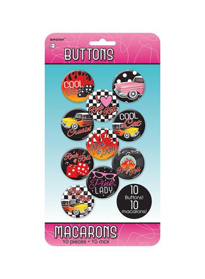 Amscan 10-Piece Classic 50`s Rock And Roll Decorative Buttons Party Accessories Party Supplies