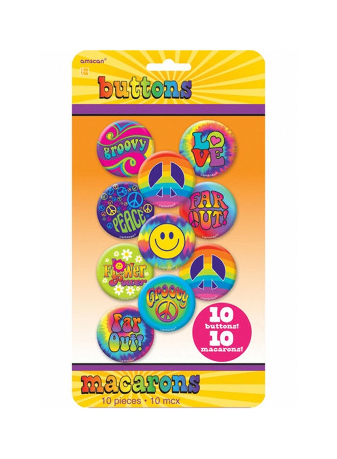 أمسكان مجموعة أزرار رائعة مصنوعة من المعدن بنمط الستينات مكونة من 10 قطع