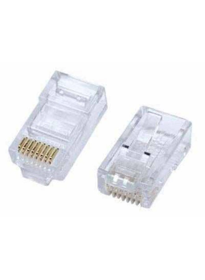 AC 100-Piece RJ45 Modular Connectors Set Clear/Gold