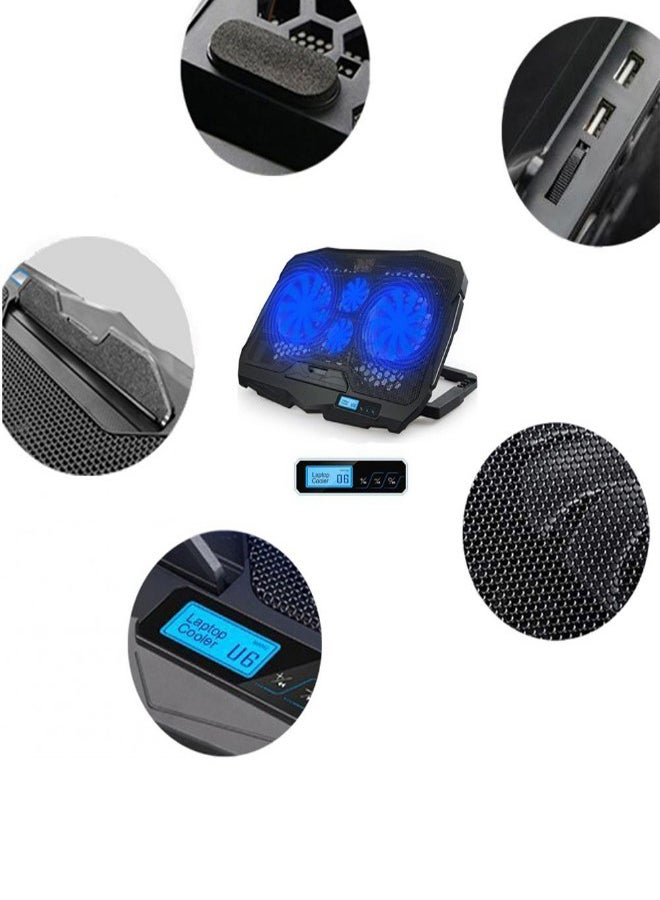 أريامون - مروحة تبريد مكتبية تعمل باستخدام USB لجهاز الكمبيوتر المحمول أسود/أزرق - Image 1
