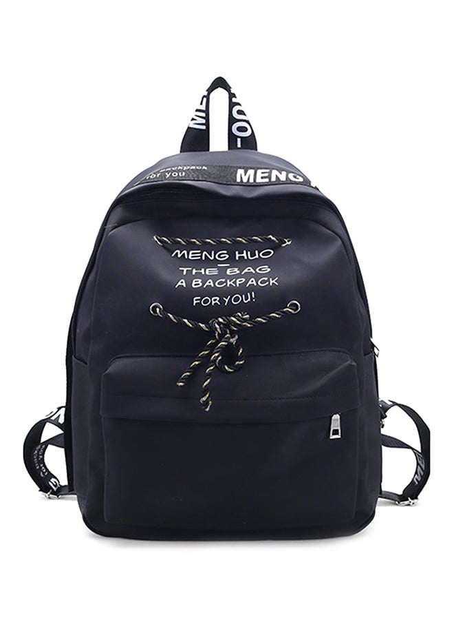Fashion Street - Preppy Style Zipper Travel Backpack Black - Image 1