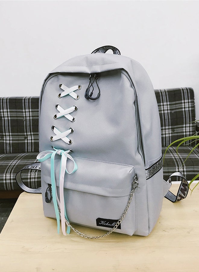 Fashion Street Durable Lacing Zippered Backpack Grey