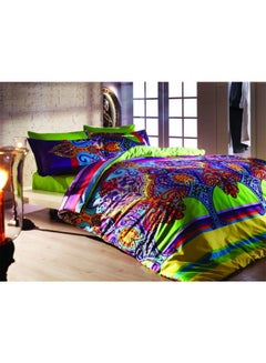 3-Piece Orient Quilt Cover Set Green/Purple/Blue King