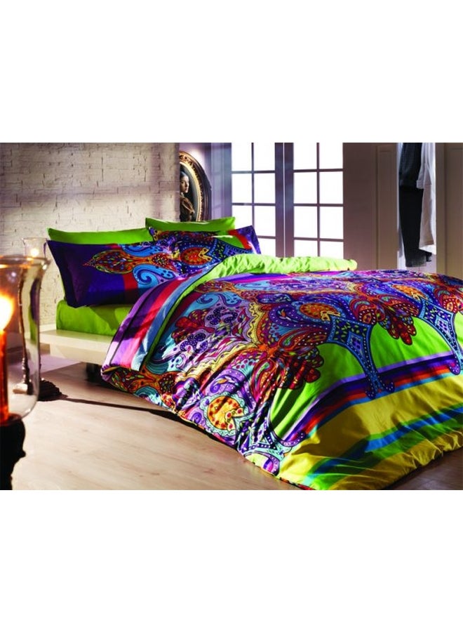 Turkiz Collection Tuareg - 3-Piece Orient Quilt Cover Set Green/Purple/Blue King - Image 1