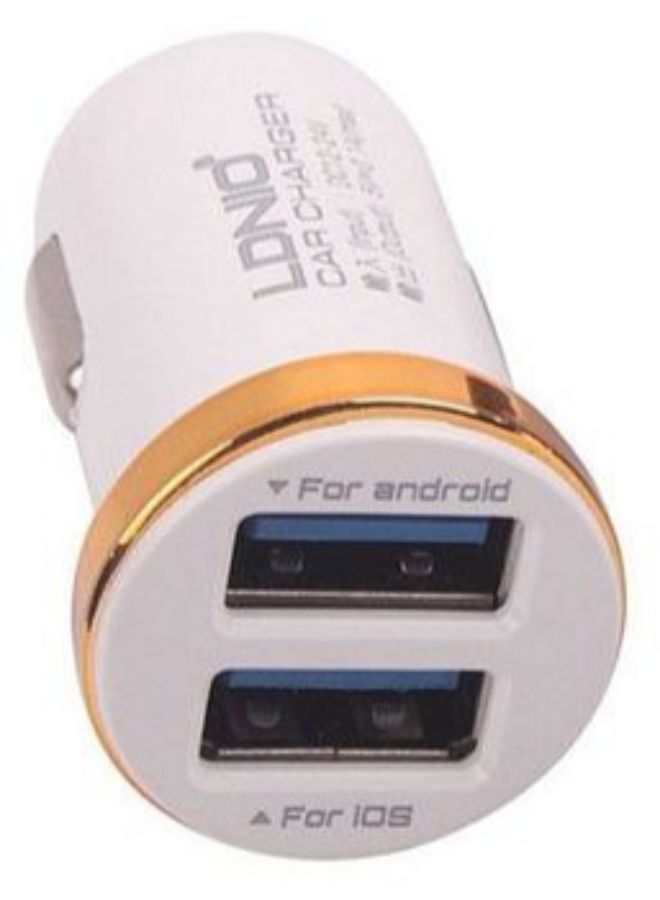 Ldino - DL-C22 Dual USB Car Charger White/Silver - Image 1