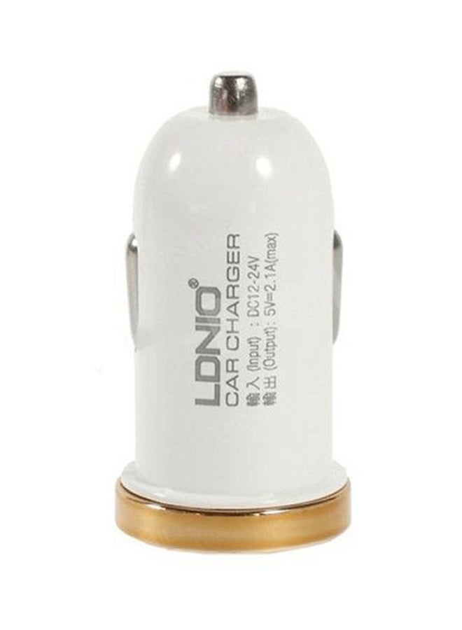 Ldino - DL-C22 Dual USB Car Charger White/Silver - Image 1