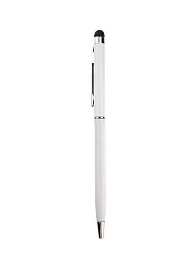 2 In 1 Capacitive Touch Stylus Pen With Gel Ballpoint Pen White