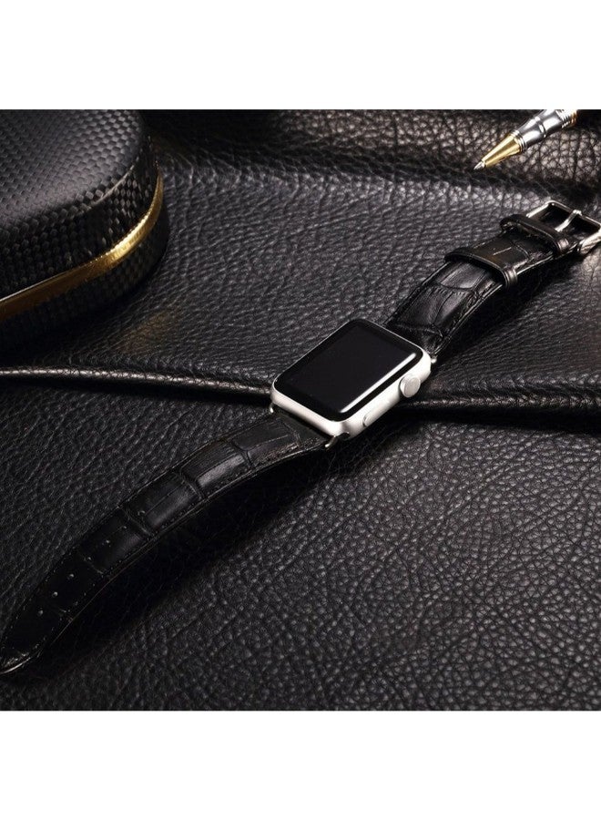 سوار بديل من جلد البولي يوريثان لساعة أبل سمارت أسود - Image 2