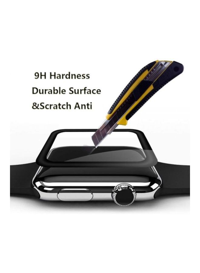 2-Piece 3D Curved Screen Protector Tempered Glass For Apple Watch Series 1/2/3 42mm Black/Clear