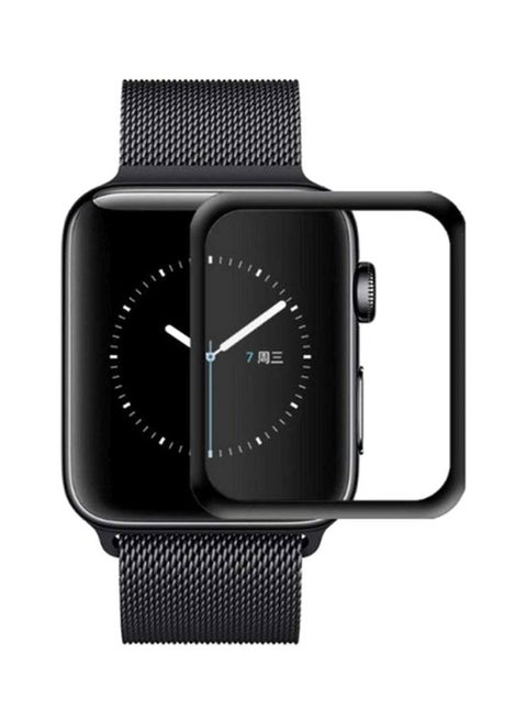 2-Piece 3D Curved Screen Protector Tempered Glass For Apple Watch Series 1/2/3 42mm Black/Clear
