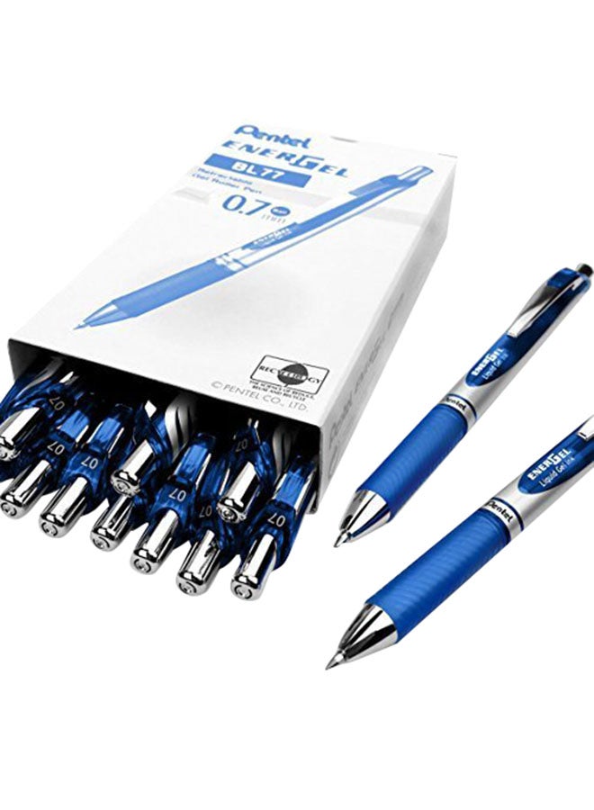 Pentel EnerGel XM BL77 - Retractable Liquid Gel Ink Pen - 0.7mm - 54% Recycled - Blue - Box of 12