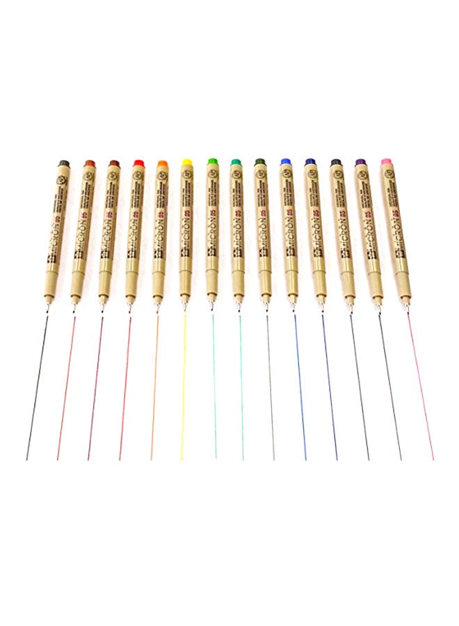 Sakura Pigma Micron - Colour Pigment Fineliners - Set of 14 - 0.5mm