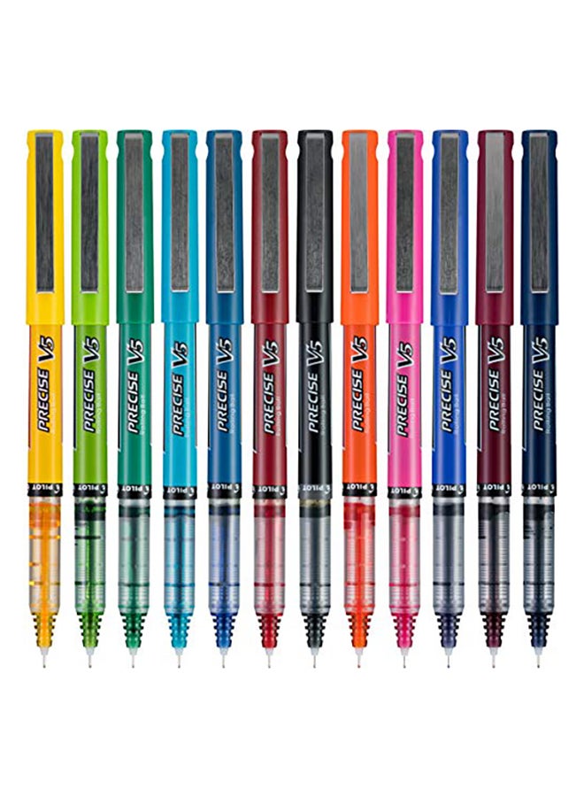 بايلوت أقلام حبر برأس كروي بريسايس V5، طرف دقيق جداً مقاس 0.5 مم، 12 لون (طراز 31888)