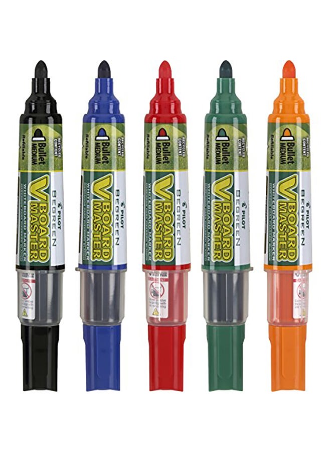 بايلوت أقلام ماركر في بورد ماستر قابلة لإعادة الملء وقابلة للإزالة بالمسح الجاف بطرف مثل الرصاصة، ألوان حبر متنوعة من 5 قطع (طراز 43921)
