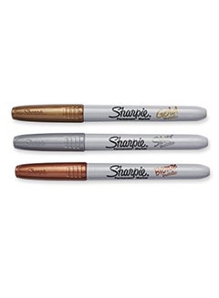 Sharpie Metallic Fine Point Permanent Marker, Assorted Colors, 3 Count (Pack of 3) Total 9 Markers  - Image 1