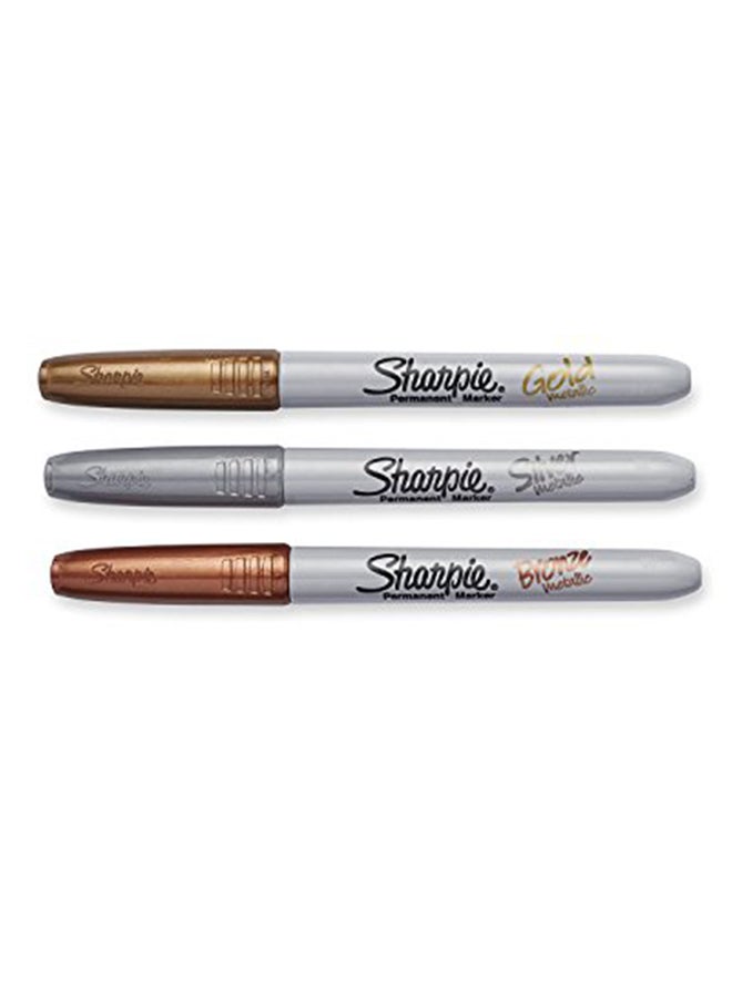 Sharpie Metallic Fine Point Permanent Marker, Assorted Colors, 3 Count (Pack of 3) Total 9 Markers  - Image 1
