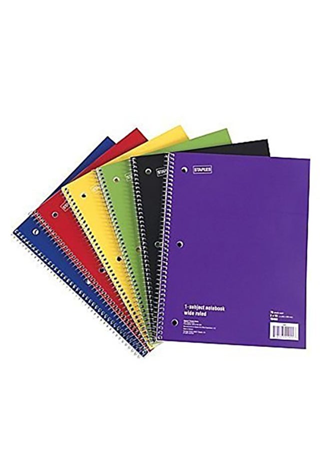 Staples - Spiral Notebook 1-subject, 70-count, Wide Ruled, Assorted Colors, 6 Pack - Image 1