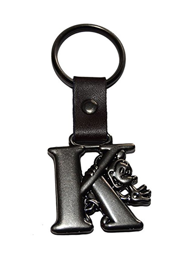 Disney Authentic Mickey Mouse Letter K Pewter Keychain (Key Ring)+ Free Stickers  - Image 1